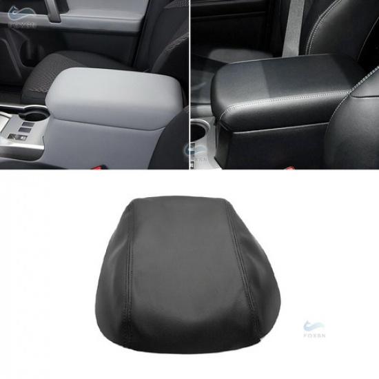 Black Leather Center Console Armrest Lid Cover For Toyota 10-18 4Runner Adhesive