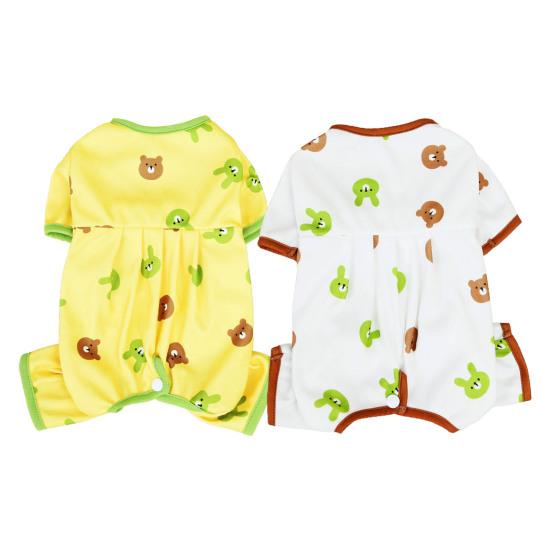 Комбинезон для собаки с круглым вырезом и узором, комбинезон с милым медведем, костюм для щенка собаки