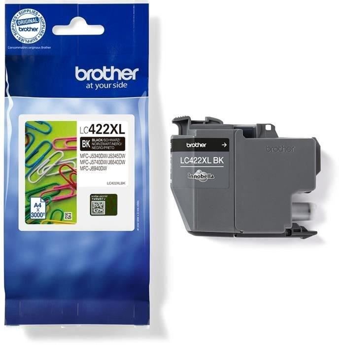 Cartridge LC422XLBK - BROTHER - Black - 3000p - For Business Smart MFC-J5340DW, MFC-J5345DW, MFC-J5740DW, MFC-J6540DW and