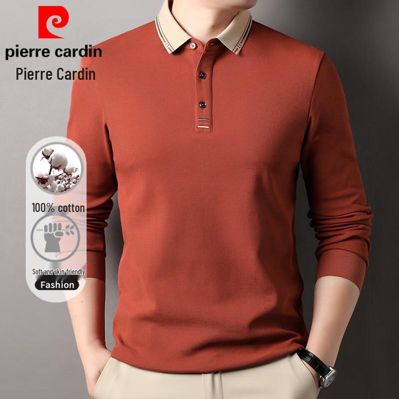 Pierre Cardin Мужская хлопковая футболка-поло с длинным рукавом