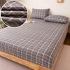 100% Cotton Fitted Sheet Plaid Style Bedsheet Brushed Bed Cover Elastic Bed Linen Home Mattress Protector Sabana (No Pillowcase)