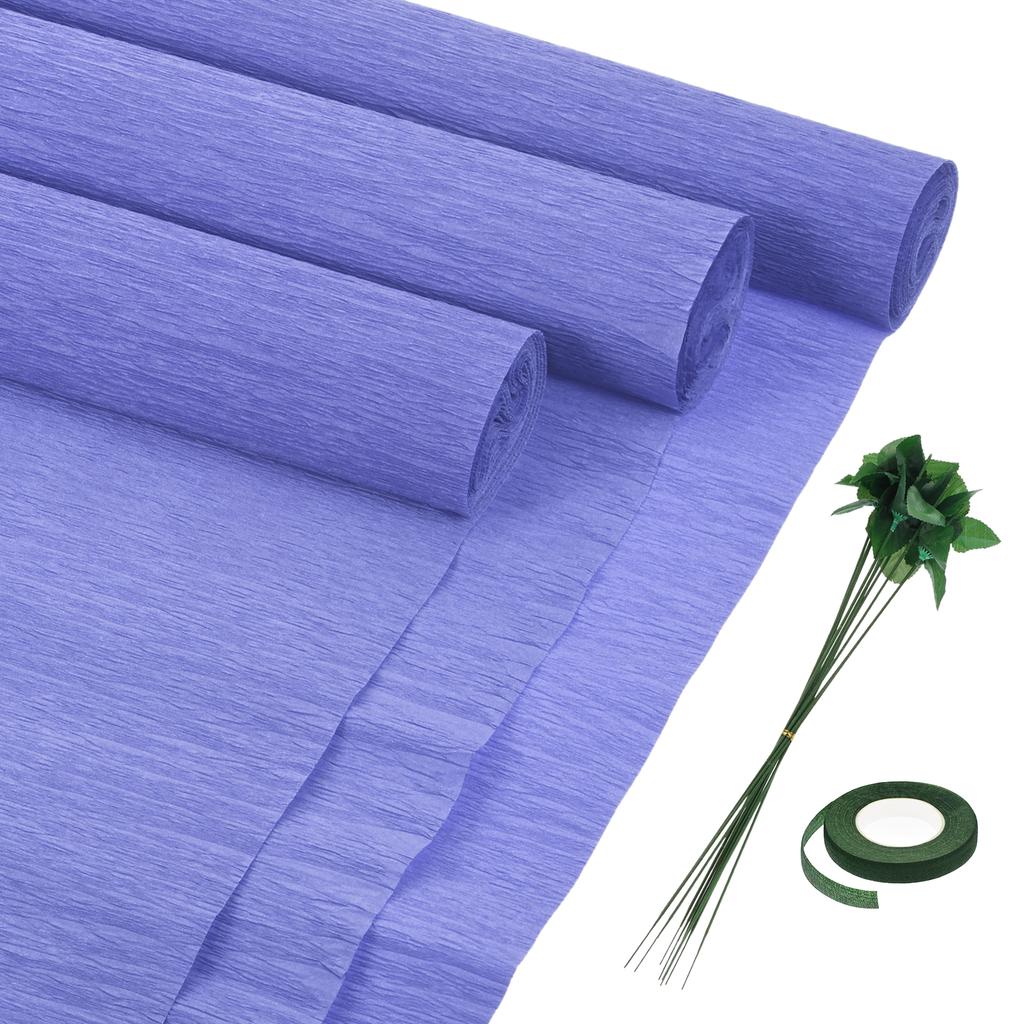 6 шт. рулонов крепированной бумаги с флористической проволокой и зеленой флористической лентой для свадебной церемонии, украшения различных крупных фестивалей