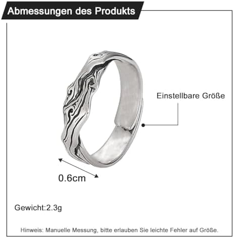 Auriselle Viking Ring for Men Adjustable Branch Pattern Open Ring Retro Punk Gothic Jewelry Unisex Vintage Party Birthday Christmas Gift