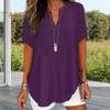Женская рубашка с V-образным вырезом, коротким рукавом, свободный крой, повседневная рубашка, однотонная эластичная футболка, повседневная одежда