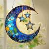 Moon Suncatcher Hanging Decoration Moon Star Lantern Stained Glass 2D Flat Acrylic Indoor Outdoor Wall Window Hanging Sign Ornament