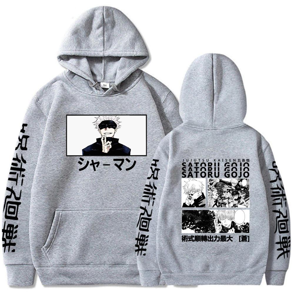 Jujutsu Kaisen Японское Аниме Годжо Сатору Графические Худи Оверсайз Худи с Капюшоном Длинный Рукав Хлопковое Худи Мужская Женская Одежда