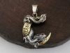 goodvibrations Dragon, Crescent Moon, Japanese Pattern, Silver 925 Pendant