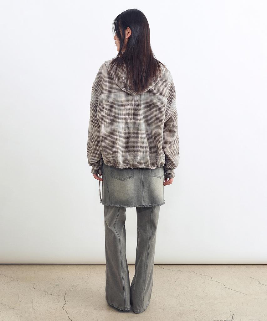Insilence Woman Divide Denim Skirt Ash Grey
