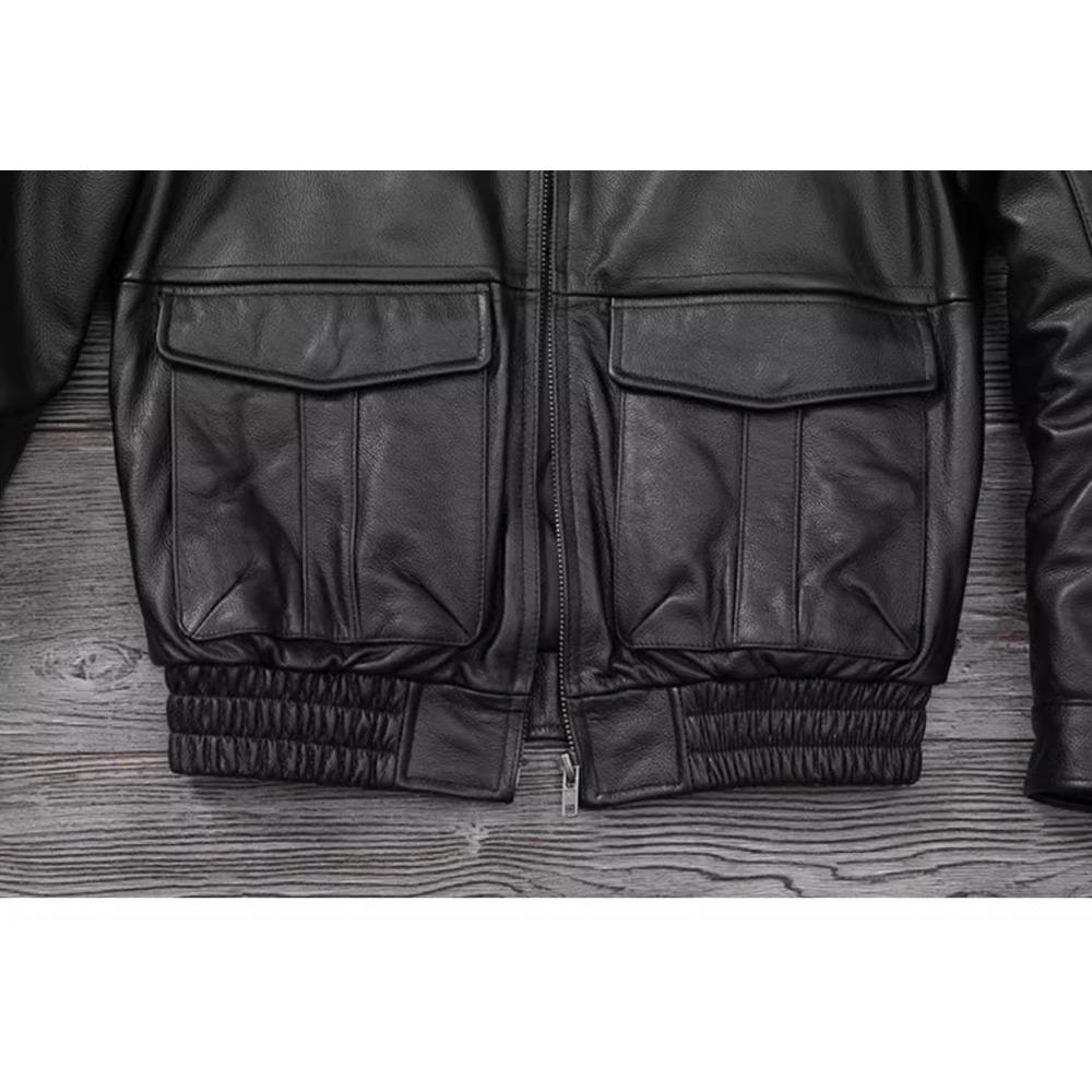 Китайский размер Мужская кожаная куртка из натуральной коровьей кожи с воротником из натурального меха Летные куртки Мужские пальто из коровьей кожи Зимняя одежда ВВС