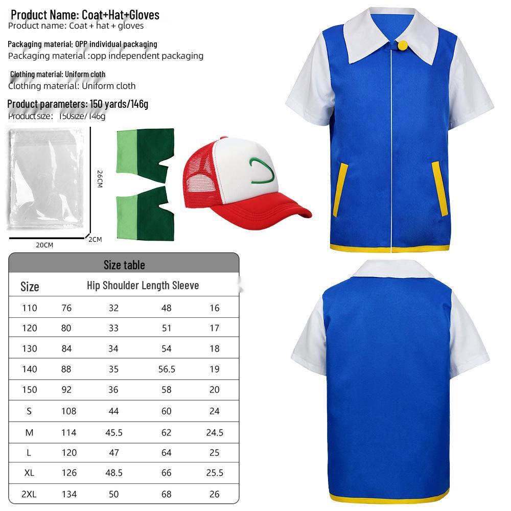 Детская куртка для косплея Эша Покемона - Аниме мультяшный костюм