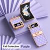 RENGZ Diamond Plating Leather Hinge Protection Case For Samsung Galaxy Z Flip 6 5 4 3 Folding Ring Holder Cover for Flip5 Flip4