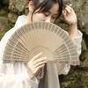 Wooden Folding Fan Chinese Style Hollow Ribs Portable Summer Hand Held Fan Decoration