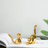Home Decor Cat Statues, Modern Style Ceramic Golden Cat Figurine Statues for Home Decor Accents Living Room