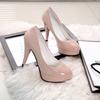 Pumps Shoes Women PU Leather Shallow Slip-On Round Toe High Heels Wedding Party Derss Shoes Mujer Plus Size 2024