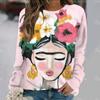 Забавная женская футболка из искусственного хлопка с принтом для женщин, одежда с 3D принтом лица, топ с длинными рукавами и узором богини, осенняя футболка