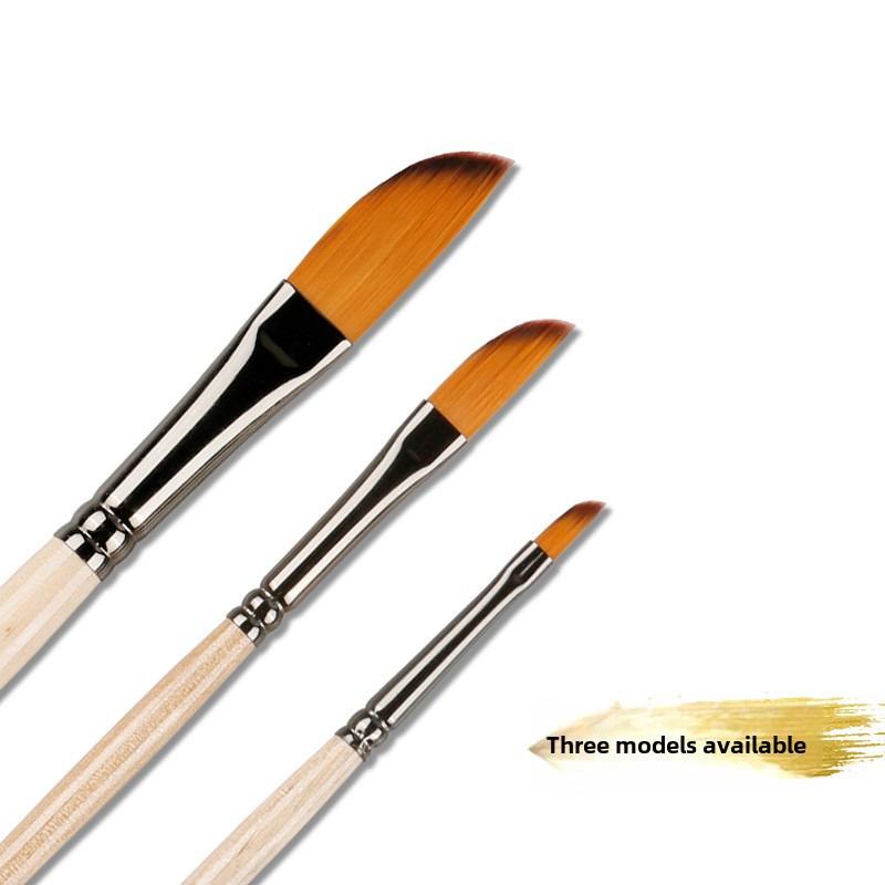 Набор из 3 предметов в форме ножа, двухцветный нейлоновый ворс, длинный березовый стержень, масляная кисть, акварель, акрил, гуашь, живопись, школьные принадлежности для художника