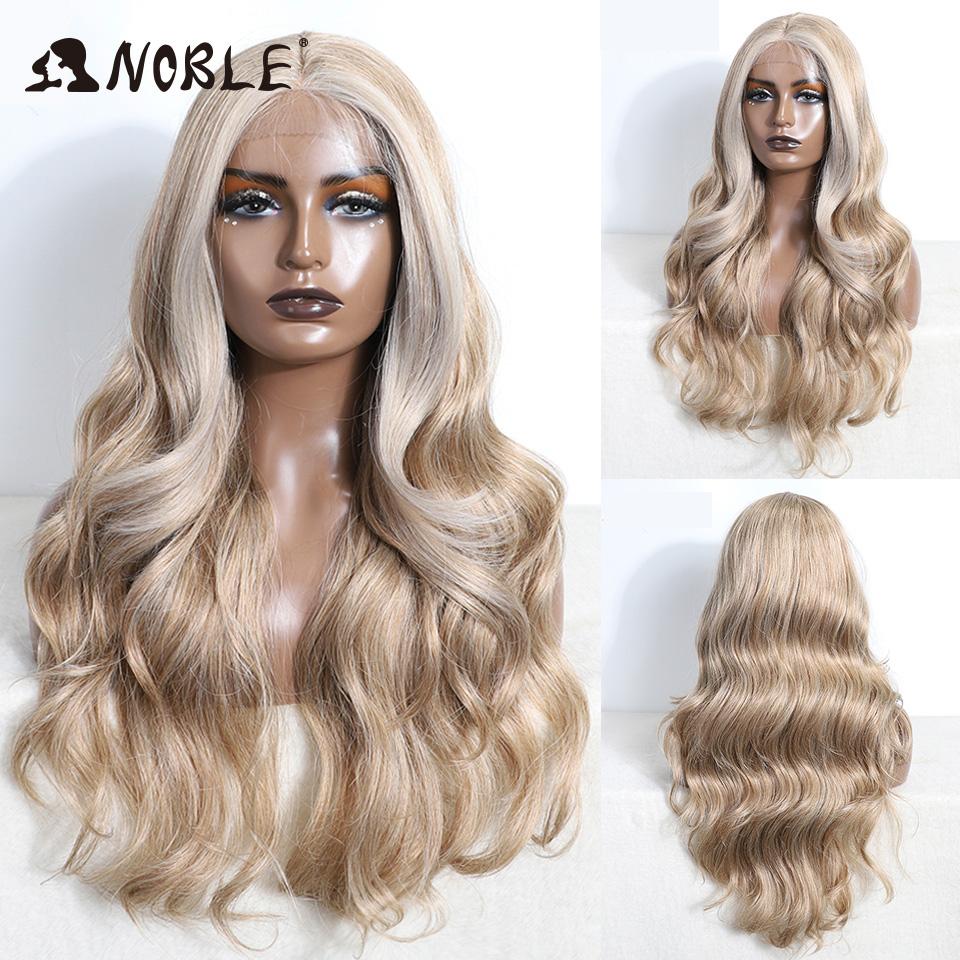 Noble Synthetic Lace Front Wig 28 Inch Highlight Honey Brown Body Wave Wig Cosplay Wigs For Women Lace Wig Lace Wig Synthetic