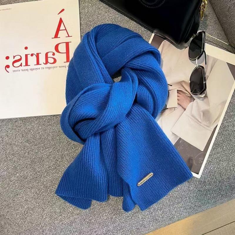 Autumn and winter new trend solid color versatile scarf knitted wool Korean fashion warm versatile solid color knitted model
