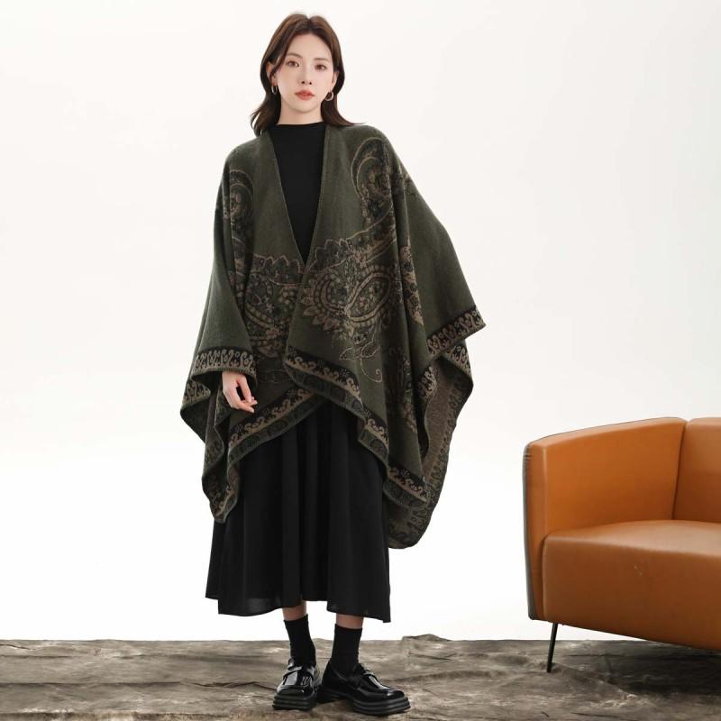 Womens Split Shawl Fashion Cottagecore Thick Warm Cape Knit Cardigan
