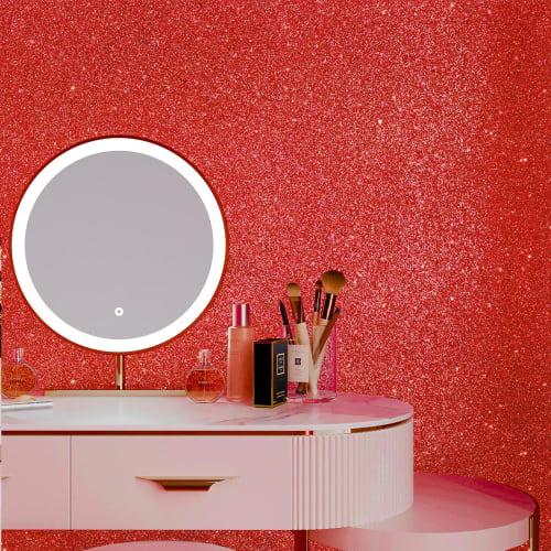 VEELIKE Glitter Wallpaper Stickers, Red, 40x300cm, 0.6mm Thick, Glitter-Infused, Cutting Sheet, Wall Stickers, Glitter Stickers, Gift Wrapping, Furnit