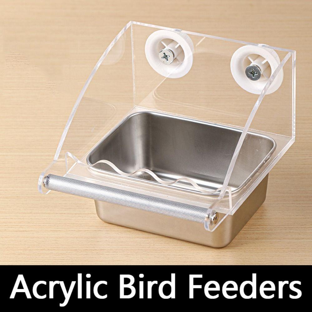 Spillproof Hanging Feeding Station Detachable Clear Feeding Bowl Cage Bird Feeder  Cage Accessories