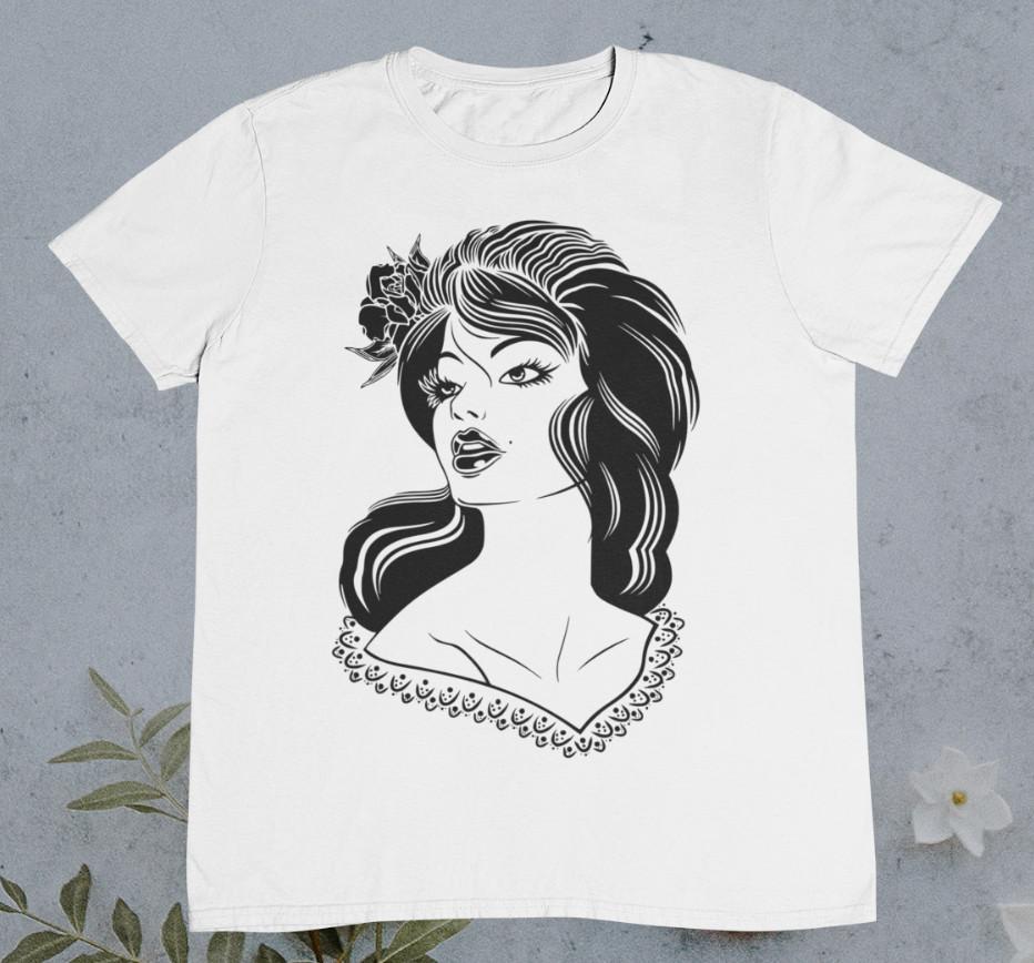 Beautiful Gypsy Women T shirt - Women with Rose - %100 Premium Cotton