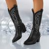 Women's Black Cowboy Boots - Wide Calf Rhinestone Cowboy Knee High Western Boots, Sparkling  High Boots 2024
