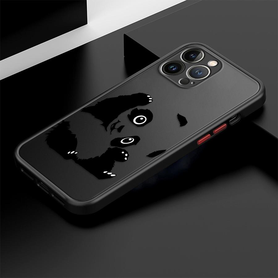 Милый мультяшный чехол-панда для iPhone 16 15 14 13 12 11 Pro Max Mini X XS XR SE 7 8 Plus Ударопрочный матовый твердый чехол Fundas