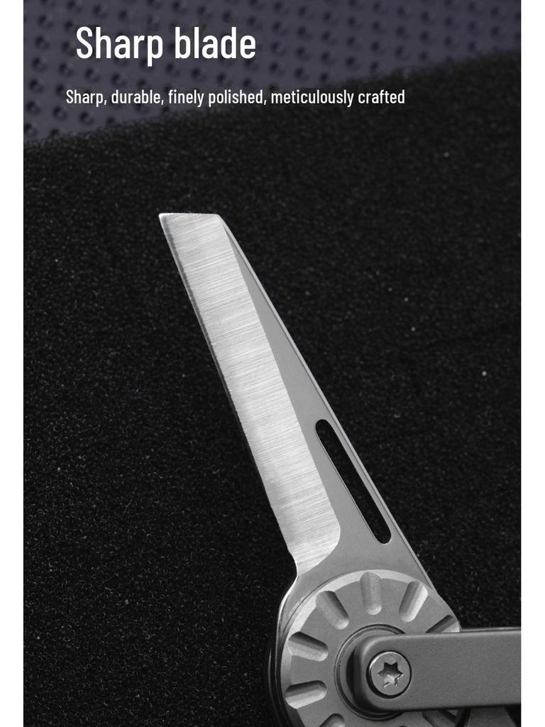 Men's Titanium Alloy Keychain with Knife - Portable EDC Pendant