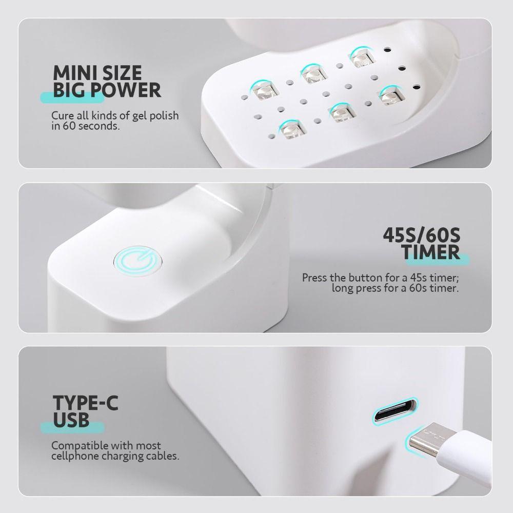 Efficient Curing Portable Nail Lamp Quick Dry Small Nail Cure Light U-Shape UV Nail Dryer Gel Nail