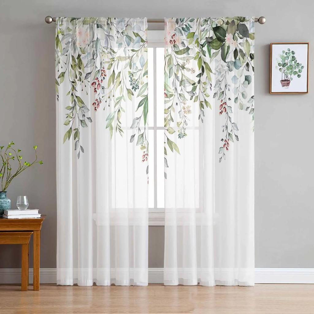 Retro Floral Wildflowers Transparent Curtains for Bed Chamber Living Room Decoration Window Panel Curtain Perfect for Cooking Area Netting Voile