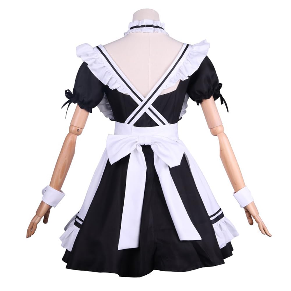 GEAHOL Костюм горничной, классический короткий, унисекс для мужчин и идеально подходящий для и взрослых, костюм, косплей, фартук, длина, набор из 10 предметов, женщины, косплей, мероприятия,