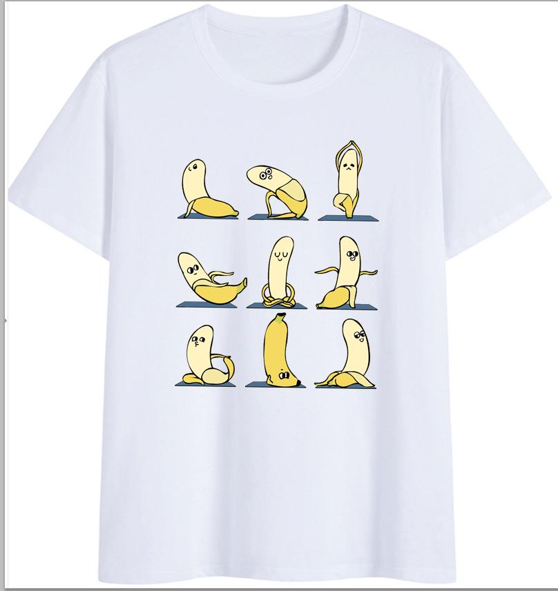 COTTON 100% Hot European and American Funny Banana Undress Short-sleeved Women's T-shirt Tops Oversized T Shirt