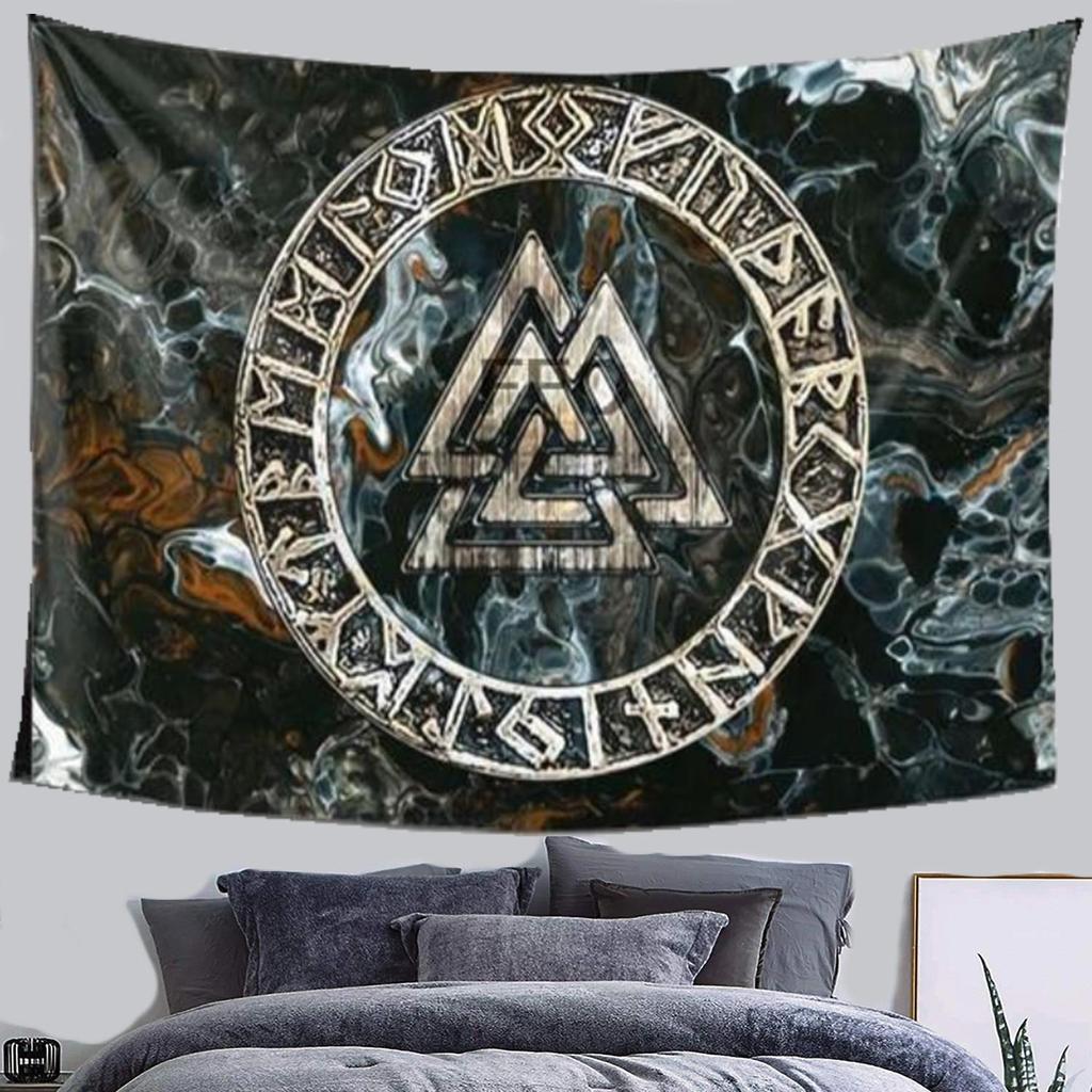 FFO Шлем Викинга Череп Молот Одина Миф Рог Печатный Узор Гобелен Главная Спальня Гостиная Настенный Декор Фон Тканевый Гобелен