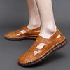 Fashion2024 Summer Handmade Sandals Men Soft Leather Shoes Man Sandalias Outdoor Antiskid Beach Sandals Hollow Shoes Handmade Footwear