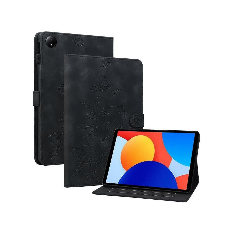 (For Xiaomi Redmi Pad SE 8.7,Black)Lily Embossed Leather Tablet Case