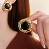 Современные ювелирные изделия Винтажные черные серьги Популярные золотые преувеличенные круглые серьги для женщин Подарки на вечеринку