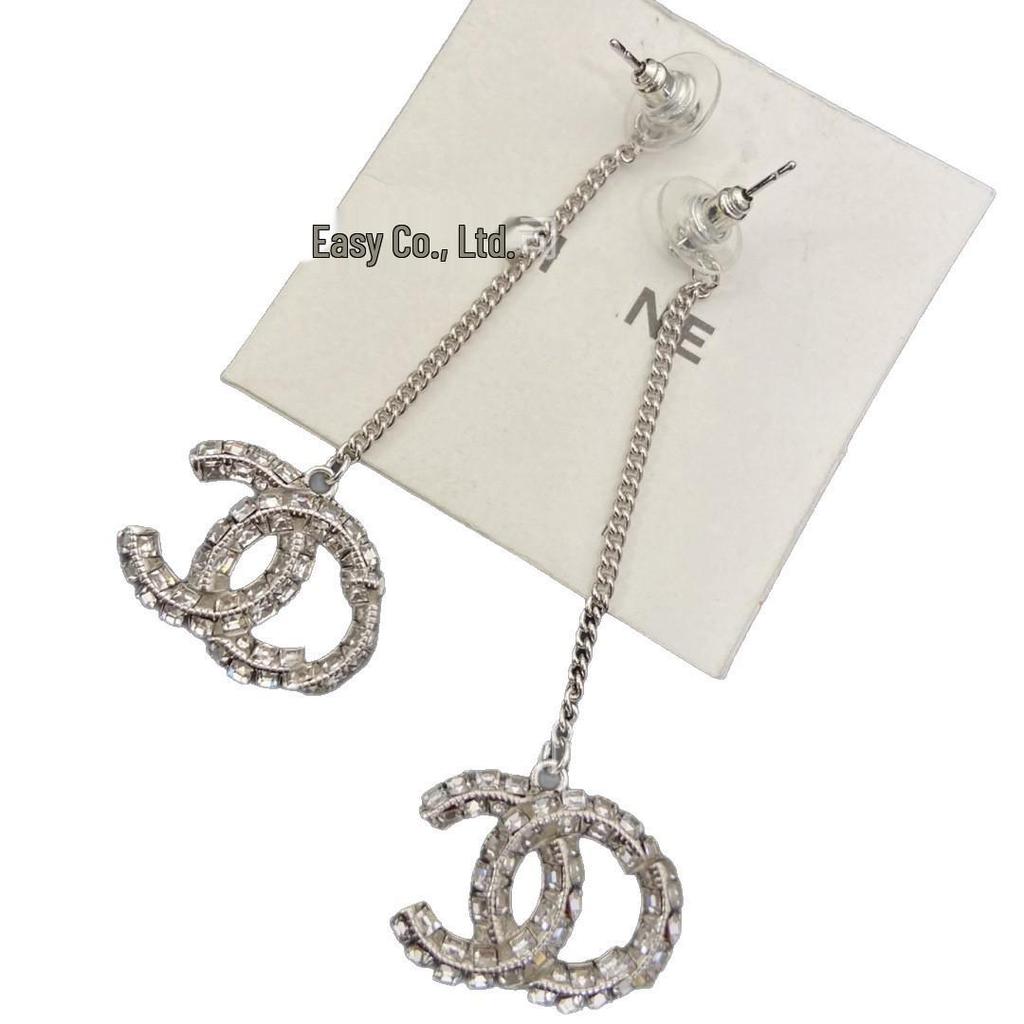 Женские серьги-гвоздики Seiko Double C с кисточкой, квадратные, с бриллиантами