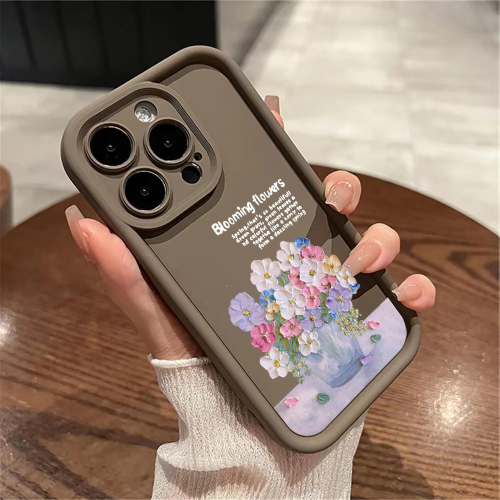 Модный и яркий чехол-букет для телефона iPhone 15 Pro Max 11 12 13 16 14 Plus Силиконовый противоударный чехол Защитная оболочка для объектива