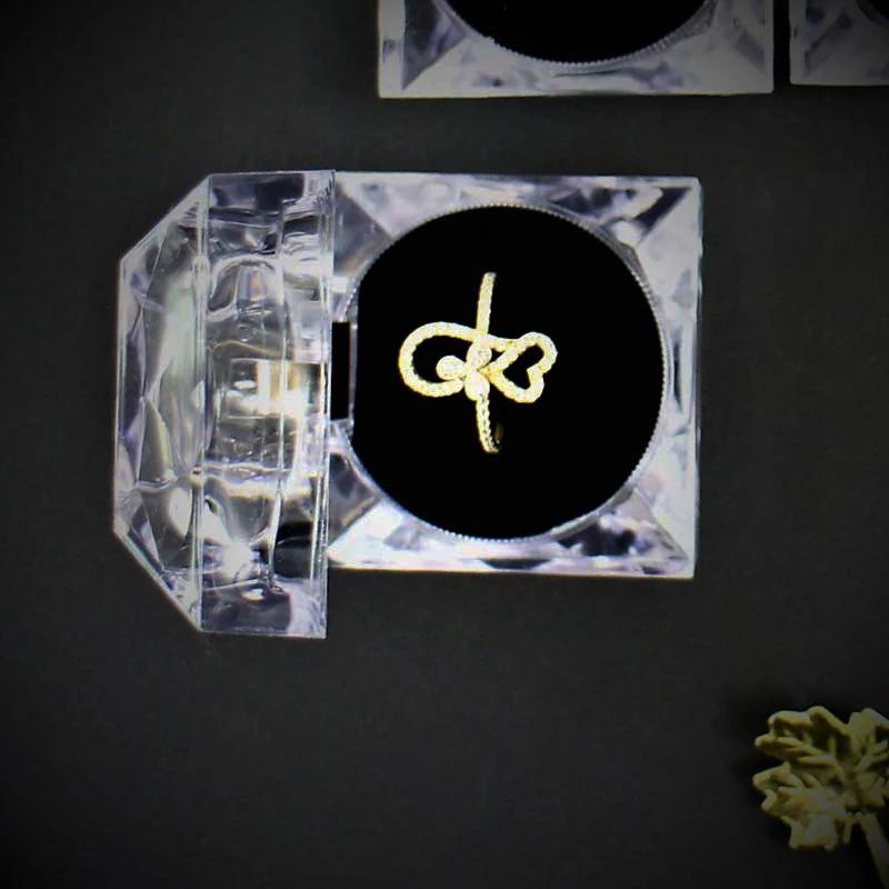 12 шт. акриловых хрустальных коробок для колец, витрина для хранения, органайзер для хранения, прозрачная упаковочная коробка для свадебных ювелирных изделий, упаковка
