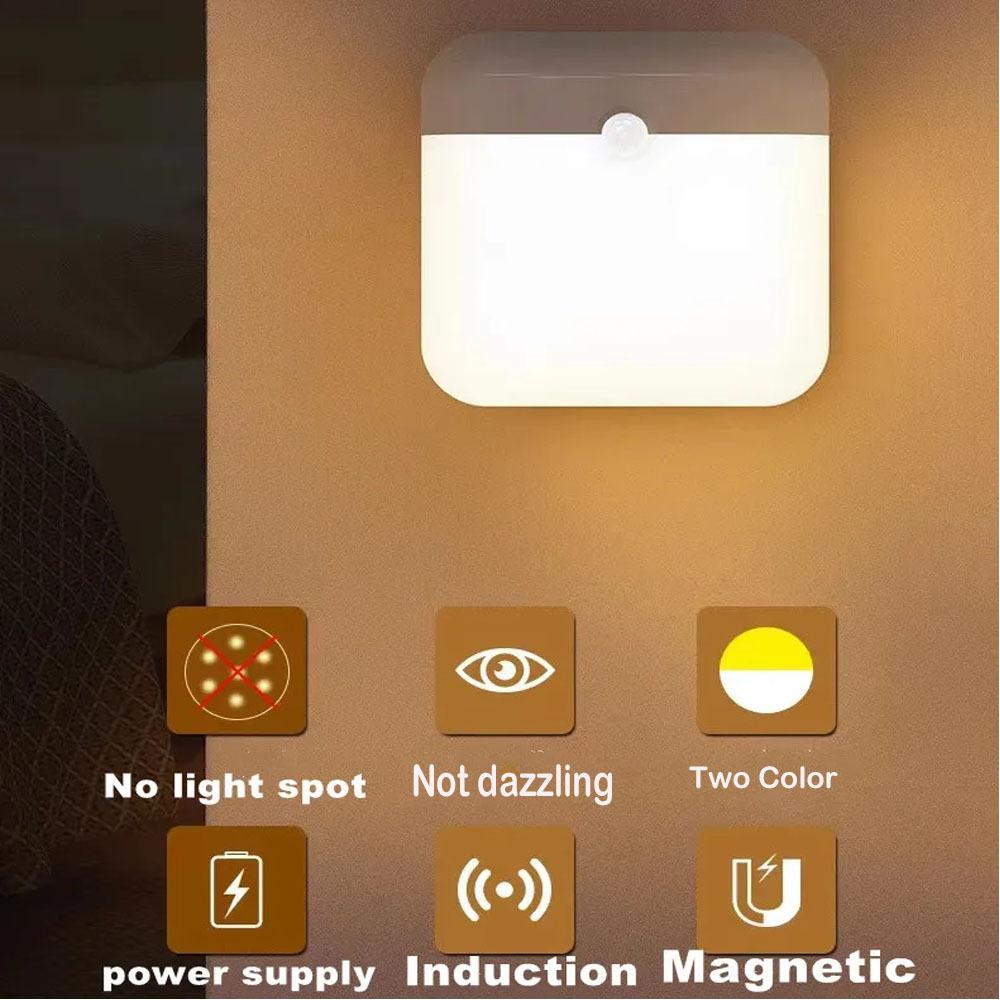 Wireless Smart Motion Sensor Night Lamp With Switch Bedroom Decor Magnetic Children's Gift Decoration White Led Night Light