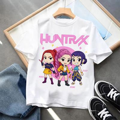 Детская одежда Kpop Demon Hunters Футболка с коротким рукавом Kpop Demon Hunters Футболка Tiger Harajuku для мальчиков и девочек Подарок
