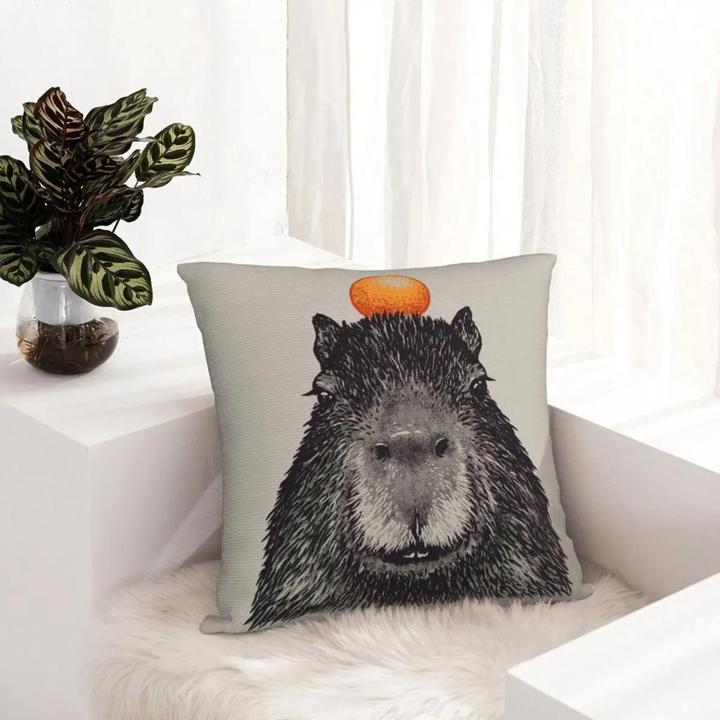 Капибара Оранжевая Капи Юзу Наволочка Двусторонняя печать Наволочка Декоративная Милая Животная Наволочка Чехол Кровать