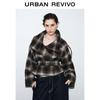 Женская куртка в клетку в стиле ретро с поясом