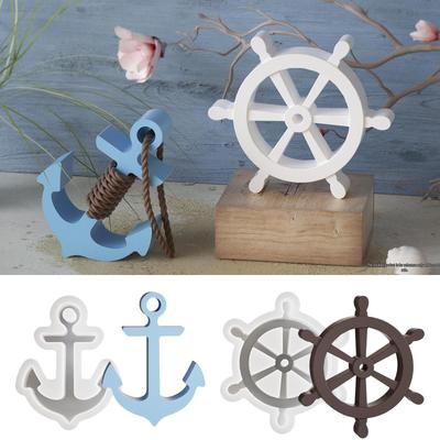 Большая силиконовая форма для DIY украшений в виде штурвала и якоря из кристалла