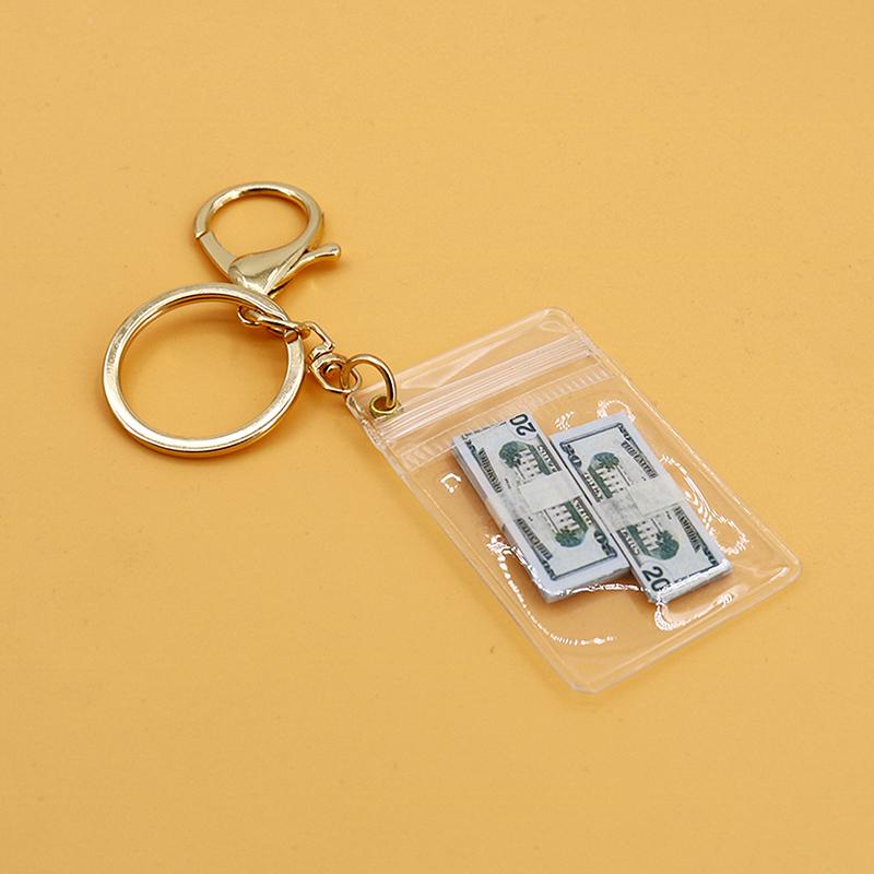 Брелок в виде банкноты в виде доллара США, подвеска в виде мини-доллара США, прозрачная сумка-монета, уникальный брелок в виде мини-сумки для денег ручной работы