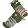 Embroidered Bird Half Finger Gloves Soft Y2k Winter Mittens Cool Knitted Fingerless Gloves  Lady