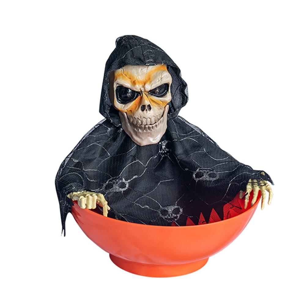Хэллоуин Украшение Электрическая Конфетница в виде фрукта Светящаяся Сенсорная Качающаяся и Говорящая Электрическая Игрушка Скелет