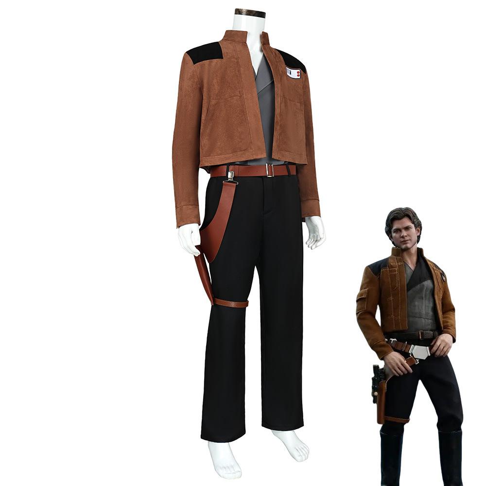 Star Wars Han Solo Costume Cosplay Outfit Set, Halloween Role Playing Suit, Classic Sci-Fi Movie Style, Adult Standard Size