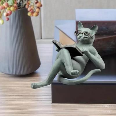 Читающий Кот Поделки Декор Креативный Читающий Кот Домашний Настольный Декор Статуэтка Офис Домашний Декор Подарок Автоаксессуары